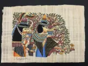 RareHand Painted Ancient Egyptian Papyrus Pharaoh's women in the shadows 9x13”