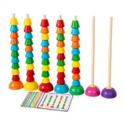 Wooden Bead Stacking Toy Colour Sorting Puzzl Cognitive Puzzle Color