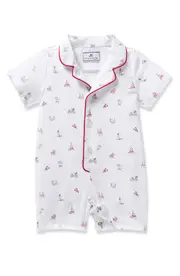 Petite Plume Summer Fitted One-Piece Pajamas in White at Nordstrom, Size 18-24M