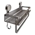Aluminum Bathroom Wall Suction Cup Rack Shower Caddy Shelf Organiser Holder