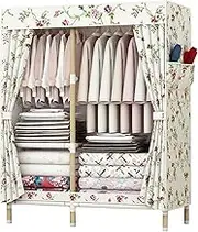 Portable Wardrobe Portable Canvas Wardrobe Shelves,Foldable Clothes Closet Storage Organizer with Hanging Rail,for Bedroom,Living Room Clothes Rack
