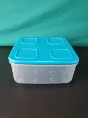 Tupperware Square Clear Mates Clear with Blue Seal 1L / 4 Cup New Sale Blue
