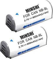 MINSHI NB-9L Battery Compatible with Canon PowerShoN2 (2 Pack) 3.7V 900mAh High Efficiency Battery