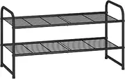 Simple Trending 2-Tier Stackable Shoe Rack, Metal Shoe Shelf Storage Organizer, Black