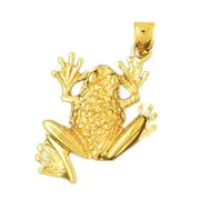 14K Gold 25MM Beaded Frog Pendant