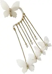 [Abaodam] Wedding Butterflies Tassel Ear for Women Dangle Drop Earrings for Brides Non-pierced for Parties and Special Occasions