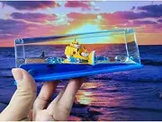Generic Unsinkable Pirate Ship Law Submarine in a Bottle Box, OP Anime Ship Fluid Drift Bottle Non Sinking Boat Decorations Ornament Desk Decor Toys for Boys Girls Gifts (Law Submarine)