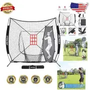 Collapsible 7'X7' Baseball Batting Net - Quick Setup & Ground Stakes Included