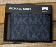 Michael Kors Men’s Wallet Jet Set bifold Admiral Blue New With Tags $98