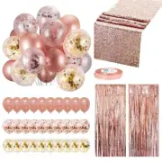 Sequin Table Runner Foil Curtain Ribbon Rose Gold Balloons Party Decor