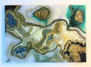 28x20ınc Original Handmade Resin Geode Painting,Abstract Resin Wall Artwork,Gift