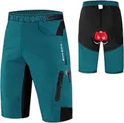 [BBZY] Men 2 in 1 Cycling Shorts Breathable Quick-Drying MTB Mountain Bike Baggy Shorts with 3D Padding