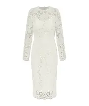 Dolce Gabbana Branded Floral Cordonetto Lace Sheath Dress IT40,IT44,IT42,IT38 white