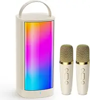 HWWR Mini Karaoke Machine for Kids and Adults, Portable Bluetooth 5.3 Karaoke Speaker with 2 Wireless Microphones, Popular Birthday Gifts for Girls Boys Age 3-12+, Singing Machine with Party Lights