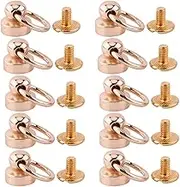 10Pcs 9mm Round Head O Ring Head Button Stud Screwback Rivets for DIY Crafts, Leather, Phone Case Cover Decor (Gold)