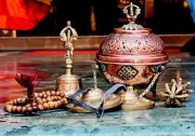 Combo Set of Bell Tingsha Bajra Mala Burner -Set of 5-Buddhism-Religious Item
