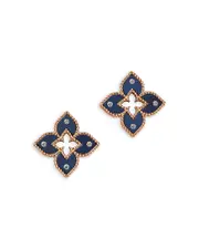 Roberto Coin 18K Rose Gold Venetian Princess Titanium Diamond Flower Stud Earrings