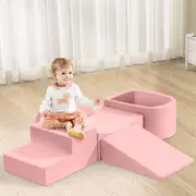 Playpals Kids Climb Crawl Foam Play Set Soft Play Set Activity Toys 5PC Pink