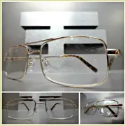 Men CONTEMPORARY READING EYE GLASSES READERS Gold Rectangular Frame Spring Hinge