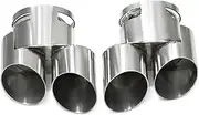1 Pair Quad Black Exhaust Tip Compatible For BMW G05 X5 G06 X6 G07 X7 Exhaust System Tip Muffler Stainless Steel No Welding Tips(Sliver)