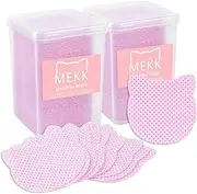 MEKK Lint Free Nail Wipes,400PCS Cat Shape Nail Polish Remover Wipes,Super Absorbent Soft Non-Woven Fabric Lash Glue Wipes,Cleaning Pad Cloth for Lash Extension & Nail Polish Bottle(PINK)