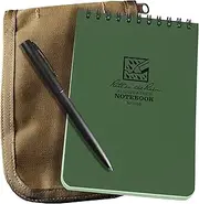 Rite in the Rain Weatherproof 4" x 6" Top Spiral Notebook Kit: Tan CORDURA Fabric Cover, 4" x 6" Green Notebook, and an Weatherproof Pen (No. 946-KIT)