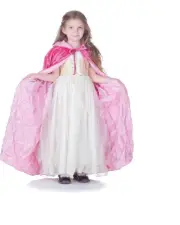 Dark Pink Panne Velvet Costume Cape Child: Light Pink Pintuck Lining One Size