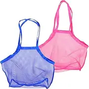 Vaguelly Summer Beach Toys Bag Set Mesh Beach Tote Seashell Storage Compact Travel Bag for Boys and Girls Sturdy Portable
