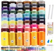 60 Colors Sewing Thread Kit, 144 Pcs Bobbins, 400 Yards Thread Spools for Han...