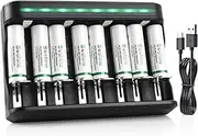 Soshine Rechargeable AA Batteries with Charger,Double a Rechargeable Batteries 2000mah 8pack with 8 Bay Fast Charger for AAA/AA/C/D Ni-MH Ni-CD Batteries