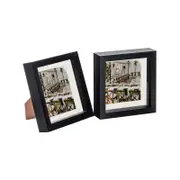 Nicola Spring 2 Piece 6 x 6 3D Shadow Box Photo Frame Set - Craft Display Picture Frame with 4 x 4 Mount - Black