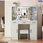 Dressing Table Stool Set Lighted Mirror Drawers Jewellery Cabinet Makeup Vanity