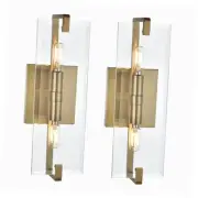 Brushed Gold Wall Sconce Light Set of Two, Modern Bathroom Vanity Light with