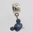 NEW AUTHENTIC PANDORA CHARM MICKEY MOUSE EAR HAT BLUE 791471NCB W SUEDE POUCH