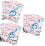 FUNNETOYU Chic Music Note Pattern A4 Document Bag L-Shape File Folder Sheet Protector PVC Organizer