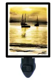 Tropical Decorative Photo Night Light, Silent Waters, Sailing, Nautical, Sunset