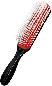 MDSTYLE Hair Brush for Curly, Thick, Wavy and Coily Hair - Curl Defining, Detangling, Styling, Blowdrying, Shaping - 9 Row Detangler Brush for Women and Men - Dry or Wet (Black Small 1pc)