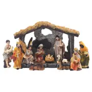 12 pc Vintage Manger Nativity Christmas Manger Figurines Holy Family Resin Craft