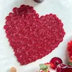Set of 6, Valentine's Day special beaded placemat, Red heart