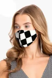 New Black & White Checker Fashion Reusable Face Mask