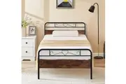 Foret Bed Frame Metal Queen Double King Single Full Size Modern Wooden Headboard Bedroom Base Platform