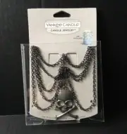 YANKEE CANDLE SKULL & CROSSBONES JAR CANDLE NECKLACE HALLOWEEN HTF RETIRED ITEM