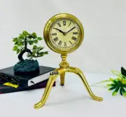 Brass Vintage Look Table Clock Gold with a Tri Stand