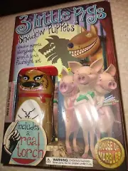 New House Of Marbles 3 Little Pigs Shadow Puppets Wind-Up Flashlight & Storybook