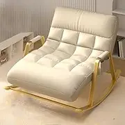 CHAOFLIGHT Double Rocking Chairs,Oversized Relax Chair 5 Speed Adjustable Recliner with Antifouling Upholstered and Armrests Reading Sofa for Living Room,Courtyard,Balcony (Beige Gold Legs)