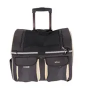 Multi-function Outdoor Portable Two Wheels Cat Dog Pet Carrier Bag Knapsack Draw Bar Box (Black)