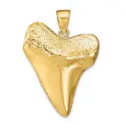 14k Yellow Gold Solid Polished 3-D Shark Tooth Pendant