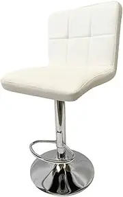 2X White Kitchen Bar Stools Gas Lift Stool Swivel Chairs PU Leather Barstools