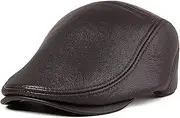 [CVMRBY] Winter Hats,Newsboy Cap Real Leather Beret Cap Sheepskin Flat Hat Bakerboy Winter