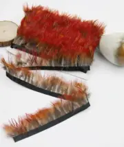 10 Metres Natural Red Pheasant 5-6cm Feather Ribbon Edging Trim DIY Craft Decor
